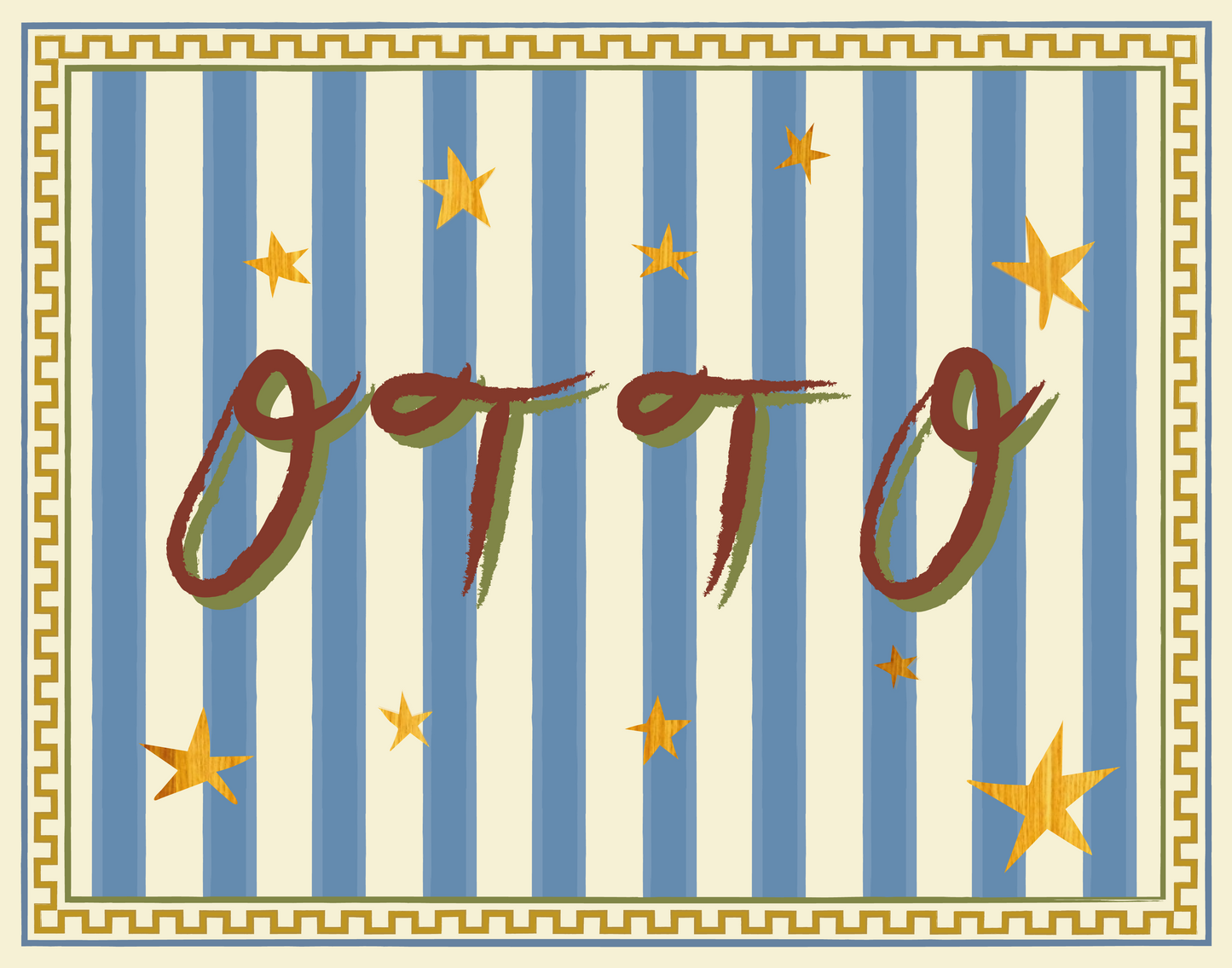 Blue Stripe Name Sign with Border Art Print