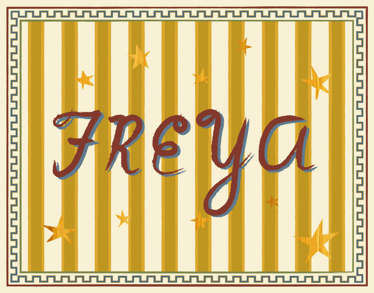 Marigold Stripe Name Sign With Border Art Print