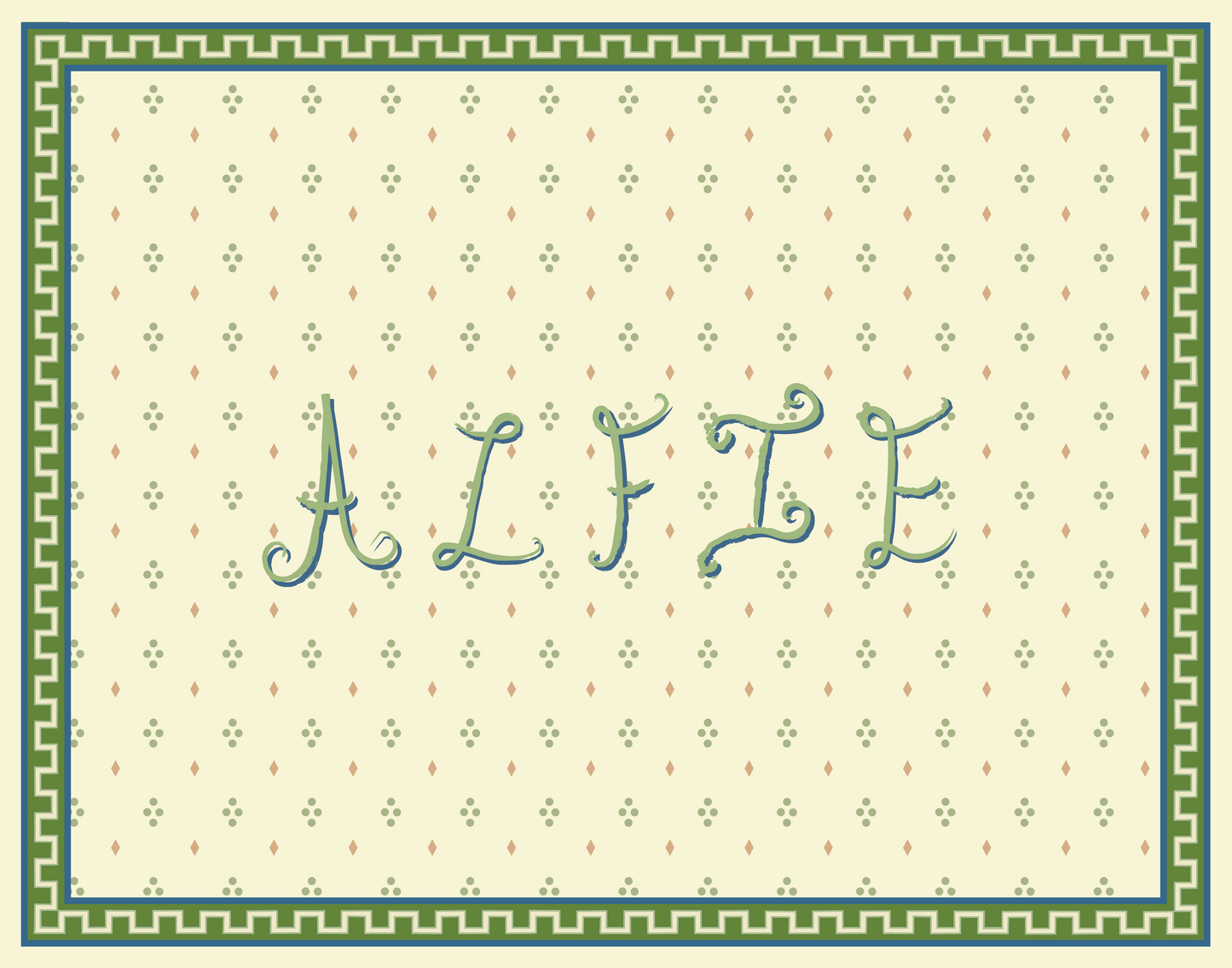 Green Name Sign With Border Art Print